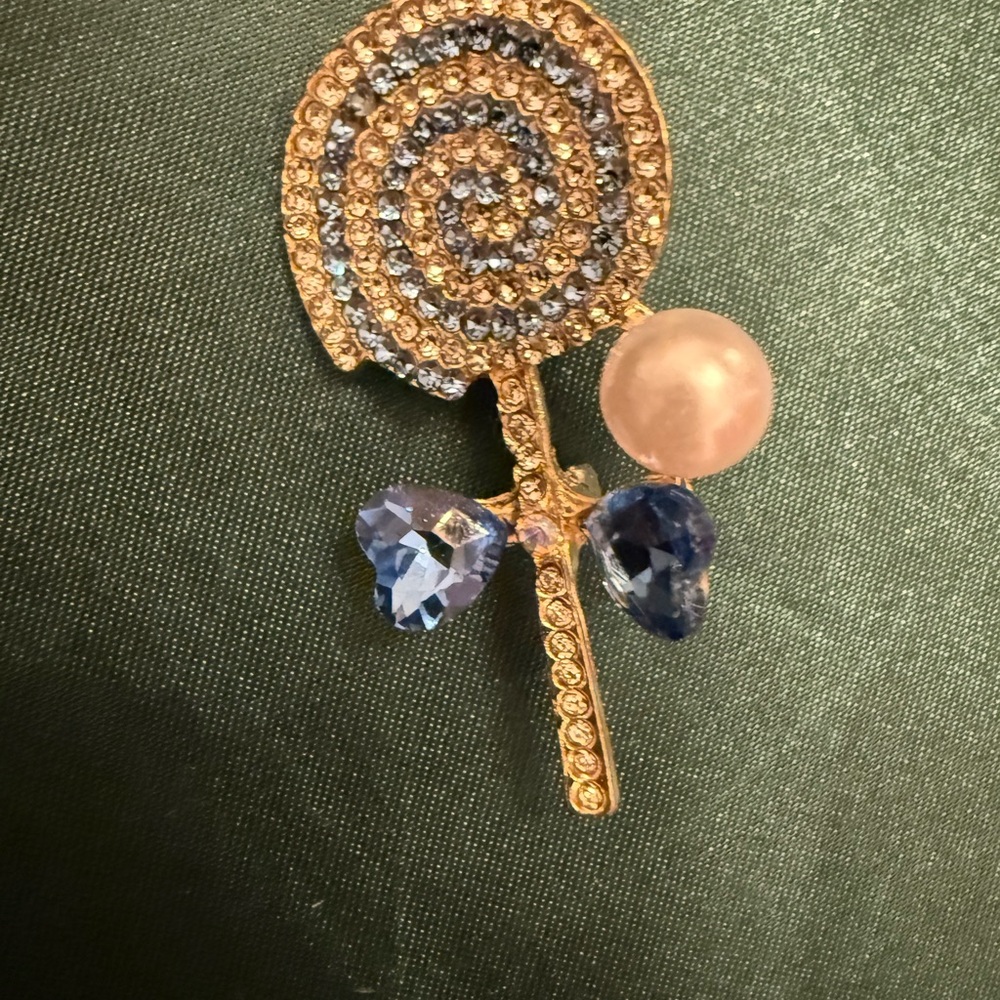 Elegant Gold and Blue Lollipop Brooch